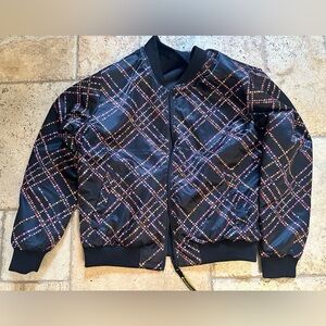 Apple WWDC20 Emoji Black Plaid Bomber Jacket